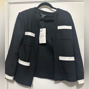St. John blazer black with white trim size 10 brand new!